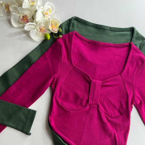 کراپ آستین بلند سینه پاپیونی